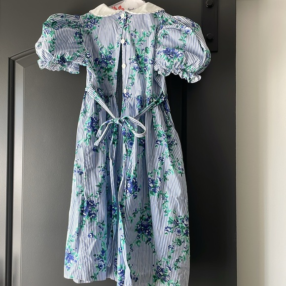 Vintage Floral Striped Puff Sleeve Dress - Picture 2 of 7